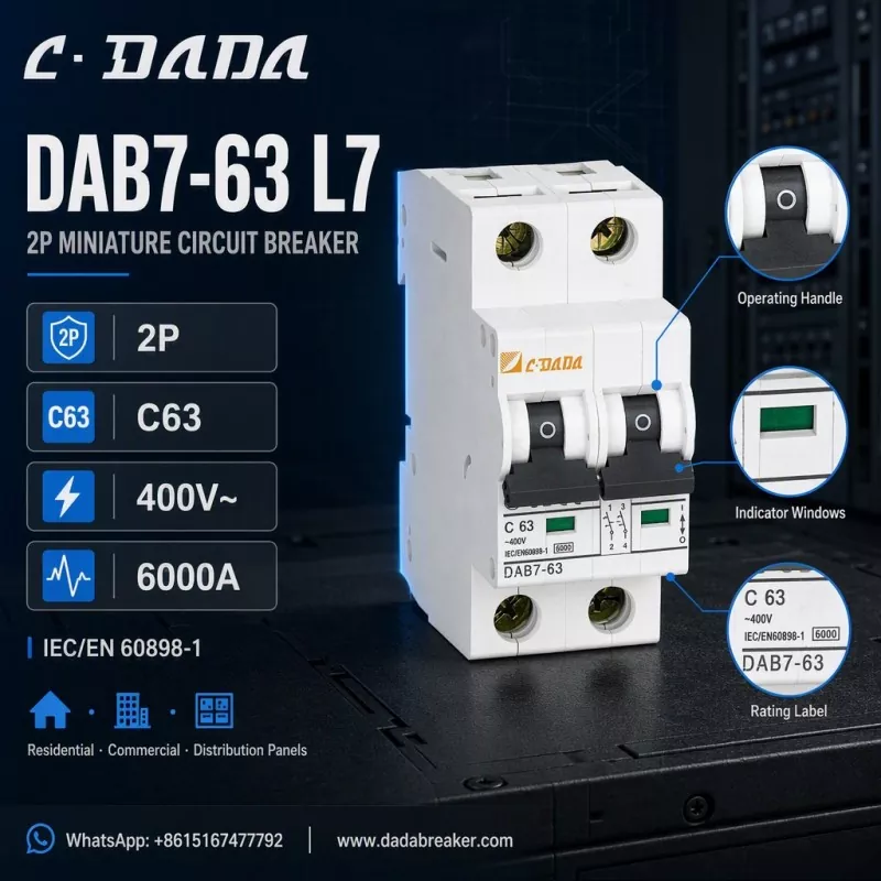 DAB7-63 L7 2P MCB - Malamalama, Puipuiga Fa'atasi mo Fa'asoa Fa'asoa